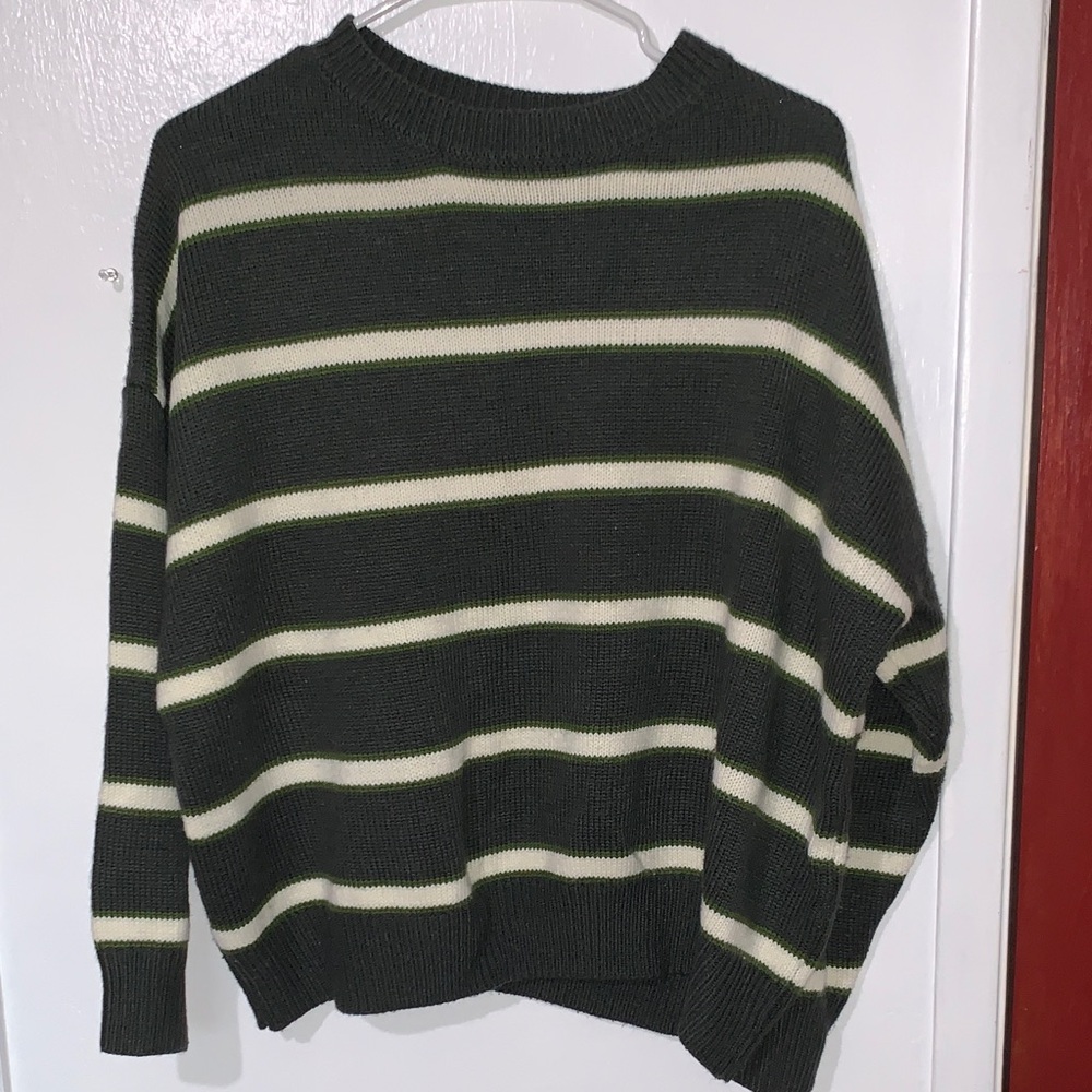 Striped Green and Cream Sweater